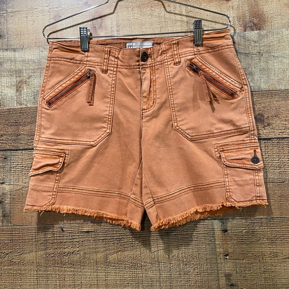 Free People Terra Cotta Midi Cargo Shorts Size 4